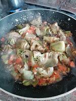 Arroz con bacalao y alcachofas