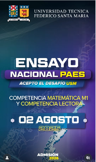Estimados Orientadores y estudiantes, se comparte invitación para el Ensayo Nacional PAES de la UTFSM. Estimados Orientadores y estudiantes, se comparte invitación para el Ensayo Nacional PAES de la UTFSM.