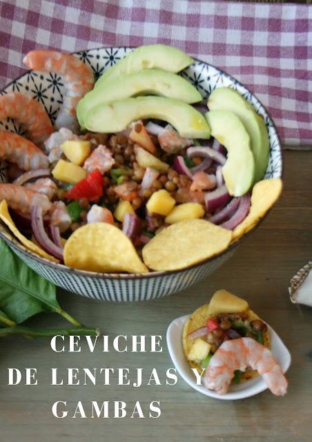 CEVICHE DE LENTEJAS Y  GAMBAS