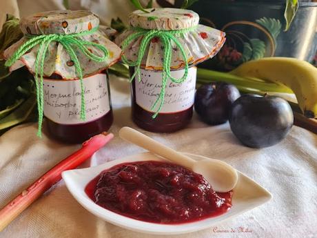 Mermelada de ruibarbo, ciruelas y plátano