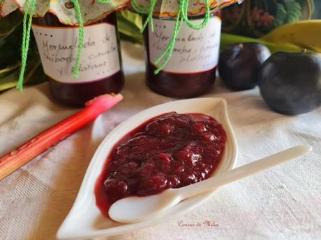 Mermelada de ruibarbo, ciruelas y plátano