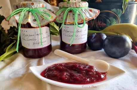 Mermelada de ruibarbo, ciruelas y plátano