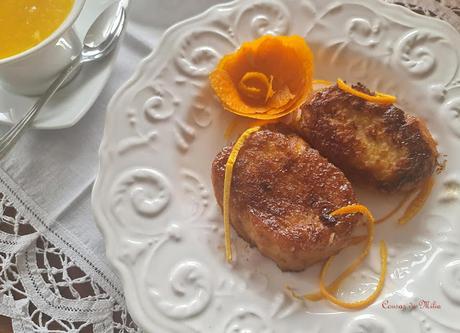 Torrijas a la naranja caramelizadas