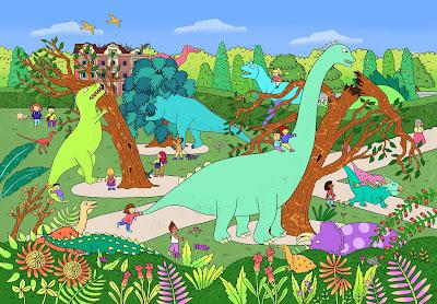 Dinosaurios en la ciudad por Jay Eunji Lee