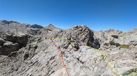 El TESORERO y la TORRE DE HORCADOS ROJOS desde EL CABLE Acceso final a la cima de la Torre de Horcados Rojos