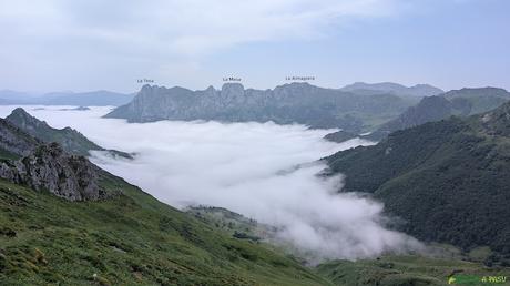 El PICO FARIÑENTU desde TUIZA DE ARRIBA, Lena Mar de nubes sobre Lena
