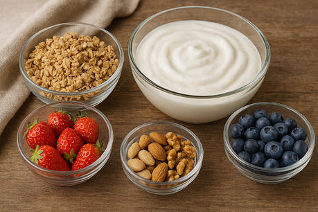 CREMA DE YOGUR, FRUTAS Y CEREALES