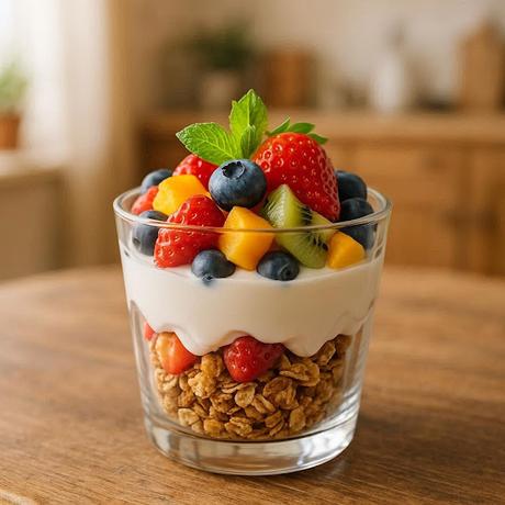 CREMA DE YOGUR, FRUTAS Y CEREALES