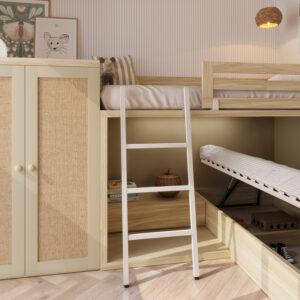 5 ideas para ahorrar espacio en dormitorios pequeños 44 Litera con canapé para optimizar espacios pequeños