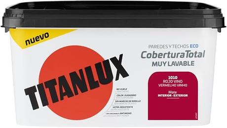 El color del año 2025 sorprende misterioso y táctil 41 TITANLUX COBERTURA TOTAL PINTURA PARA PAREDES, ROJO VINO, 4 LITROS, LAVABLE, ECOLÓGICO, COLOR DURADERO, SIN OLOR, ULTRA-RESISTENTE