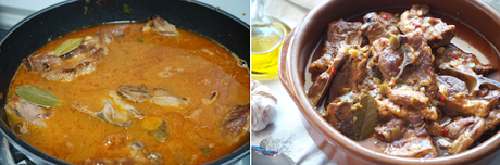 Cordero en salsa de verduras