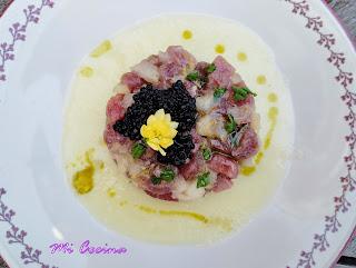 TARTAR DE ATÚN Y MELÓN CON CREMA DE MELÓN