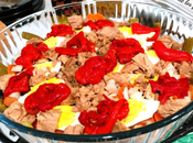 Ensalada atún judías verdes pimientos asados