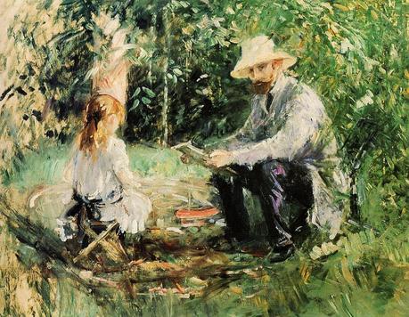 Berthe Morisot, Tardes en el jardín Eugène Manet con su hija en el jardín