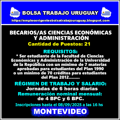 BECARIOS-AS CIENCIAS ECONÓMICAS Y ADMINISTRACIÓN 21 PLAZAS BECARIOS-AS CIENCIAS ECONÓMICAS Y ADMINISTRACIÓN 21 PLAZAS