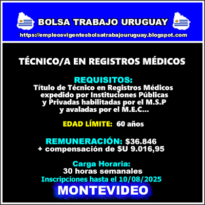 TÉCNICO-A EN REGISTROS MÉDICOS TÉCNICO-A EN REGISTROS MÉDICOS