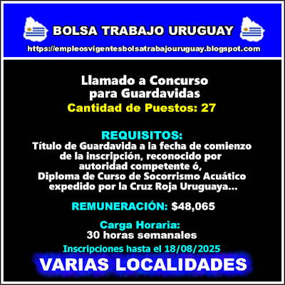 Llamado a Concurso para Guardavidas Llamado a Concurso para Guardavidas