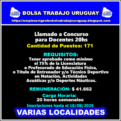Llamado a Concurso para Docentes 20hs Llamado a Concurso para Docentes 20hs