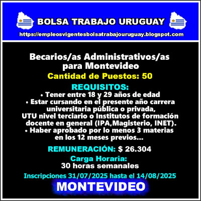Becarios-as Administrativos-as para Montevideo Becarios-as Administrativos-as para Montevideo