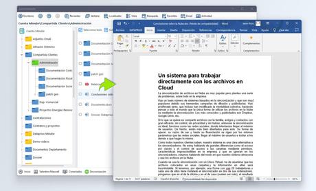Tras hacer doble click. Se abre el archivo que está en la nube directamente con el programa asociado Word Office.