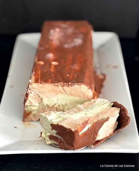 Helado de Chocolate y Pistacho, versión Turrón de Peñalba