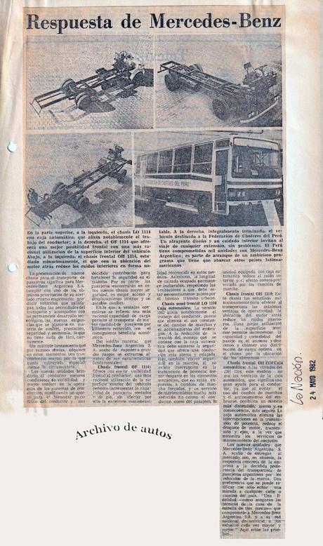 Mercedes-Benz Argentina y sus chasis para colectivos de 1982