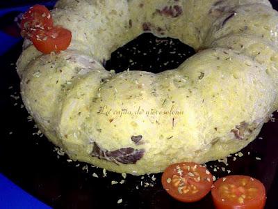 Pastel de arroz con setas y parmesano al microondas