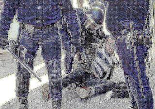 ¡Poli violento. A la cárcel dentro!