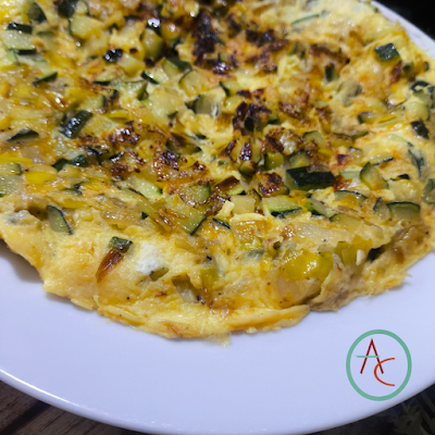 Tortilla de Cebolla, Puerro y Calabacín
