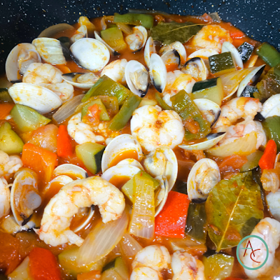 Gambón y Almejas con un Toque Picante Gambón y Almejas con un Toque Picante