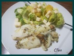 Panga a la plancha con guarnición de ensalada