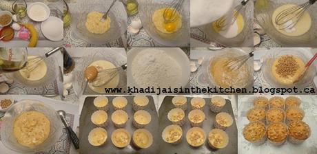 PETITS GÂTEAUX À LA BANANE, BEURRE D'ARACHIDES ET PÉPITES DE CHOCOLAT / BANANA PEANUT BUTTER AND CHOCOLATE CHIPS MUFFINS / MAGDALENAS DE PLÁTANO, MANTEQUILLA DE MANÍ Y CHISPAS DE CHOCOLATE / مافن الموز وزبدة الفول السوداني وحبيبات الشوكولاتة