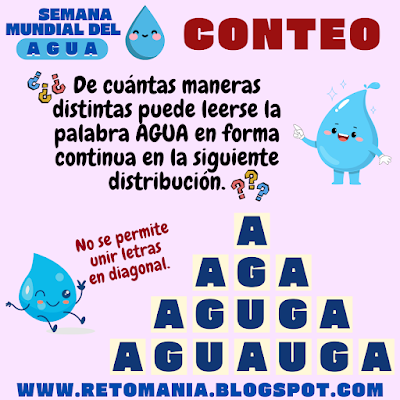 CONTEO Agua, Día del Agua, Semana Mundial del Agua, Acertijos, Desafíos matemáticos, Problemas matemáticos, Retos matemáticos, Solo para Genios, Retos Solo para Genios, Retos mentales, Juegos mentales, Juegos de aprendizaje, Retos virales, Aprender jugando, Juegos en el Aula, Matemáticas Divertidas, Matemáticas Recreativas, MateRecreativas, Retos visuales, Conteo