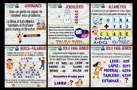 DE VUELTA A CLASES De Vuelta a Clases, De Regreso a Clases, De Vuelta al Cole, Desafíos matemáticos, Retos matemáticos, Problemas matemáticos, Retos mentales, Juegos mentales, Juegos educativos, Retos Virales, Acertijos, Acertijos visuales, Retos visuales, Alfaméticas, Adivinanzas, Jeroglíficos, Juegos de Palabras, BuscaPalabras, Palabra Oculta, CriptoAritmética