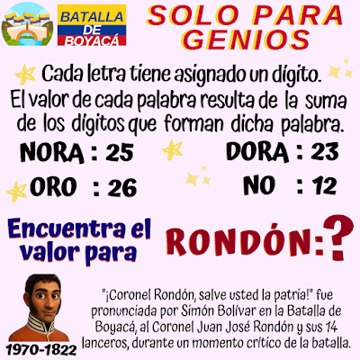 Fiestas Patrias, Batalla de Boyacá, 7 de agosto, Desafíos matemáticos, Retos matemáticos, Problemas matemáticos, Retos mentales, Juegos mentales, Acertijos, Retos virales, Retos visuales, Problemas de lógica, Solo para Genios