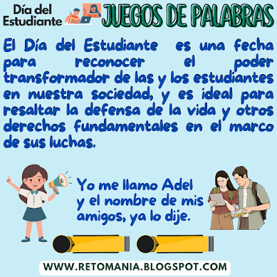 Día del Estudiante, Día del Alumno, Juegos matemáticos, Retos matemáticos, Desafíos matemáticos, Problemas matemáticos, Juegos mentales, Juegos educativos, Retos virales, Reto mental, Aprender jugando, Jugando aprendo, Retos visuales, Acertijos, Adivinanzas, Juegos de Palabras, Palabra Oculta