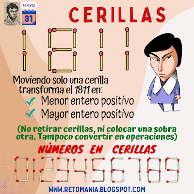 Desafíos matemáticos, Retos matemáticos, Problemas matemáticos, Retos mentales, Retos visuales, Galois, Grandes Matemáticos, Genios Matemáticos, Matemática Recreativa, MateRecreativa, Acertijos visuales, Cerillas, Retos con Cerillas, Juegos con Cerillas