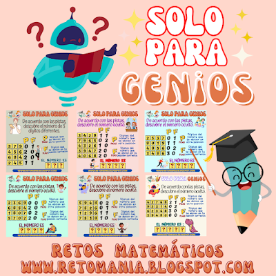 Desafíos matemáticos, Retos matemáticos, Problemas matemáticos, Juegos con números, Retos mentales, Retos visuales, Retos virales, Acertijos, Acertijos numéricos, Aprender jugando, Gimnasia matemática, Gimnasia para el cerebro, Picas y Fijas, Descubre el número, El número oculto, Solo para Genios