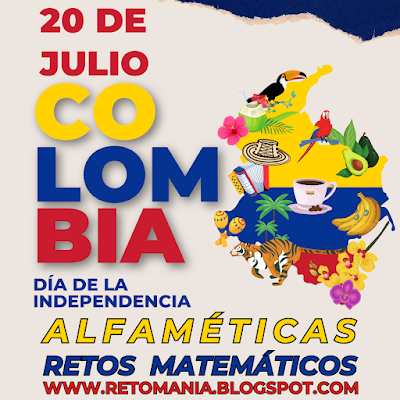Desafío matemático, Problema matemático, Reto matemático, Retos visuales, Retos mentales, Retos virales, Juegos mentales, Reto mental, Independencia, Independencia de Colombia, Fiestas Patrias, Día de la Independencia, Alfamética, CriptoAritmética, CriptoSuma, CriptoGrama, Suma de palabras, Suma de letras