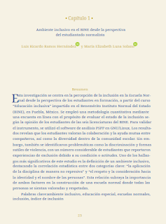 Investigación: Ambiente inclusivo en el BINE desde la perspectiva del estudiantado normalista Investigación: Ambiente inclusivo en el BINE desde la perspectiva del estudiantado normalista
