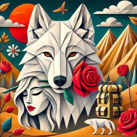 Lobo y rosa