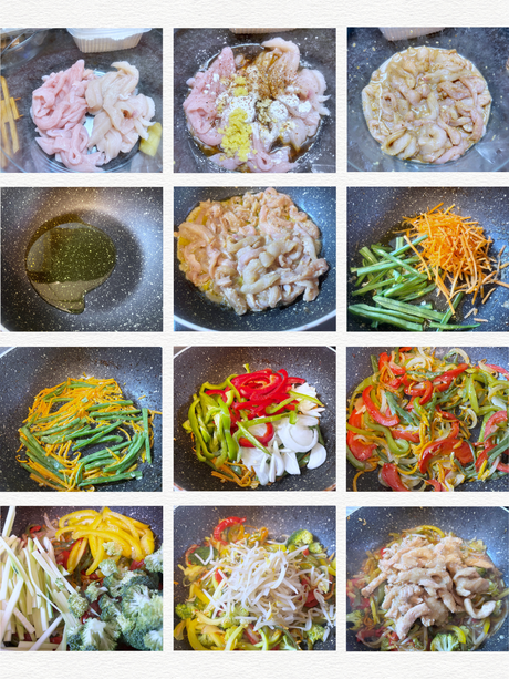 Chop suey de pollo y pavo