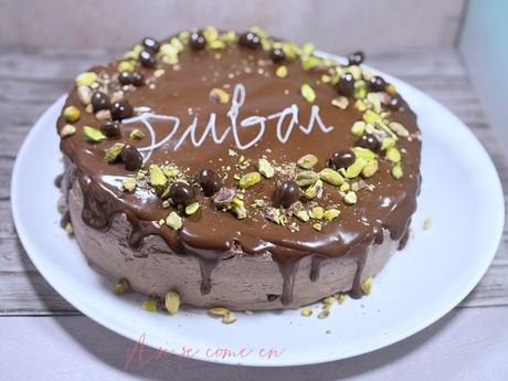 Tarta de chocolate Dubai sin gluten, lactosa y azúcar