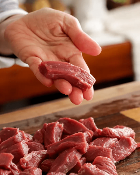 cuadril cortado en tiras