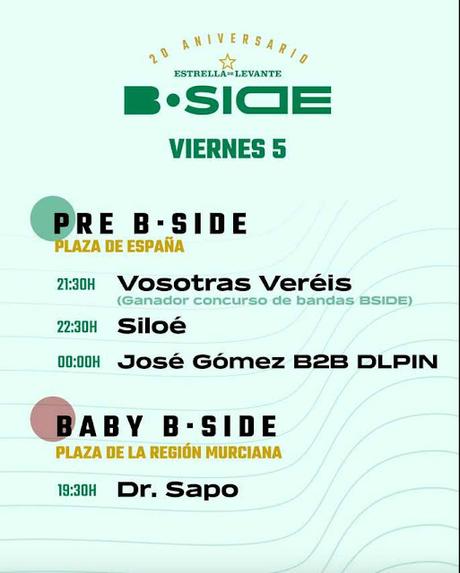 Horarios B-Side Festival 2025 Horarios B-Side Festival 2025