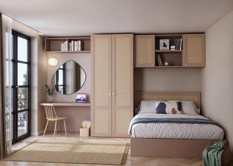 Dormitorio juvenil con cama de matrimonio con canapé