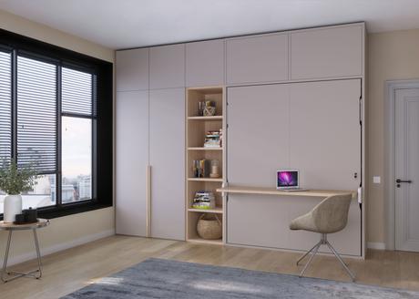 Cama abatible vertical con escritorio