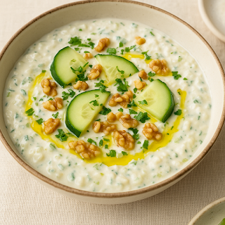 Tarator búlgaro (sopa fría de yogur y pepino)