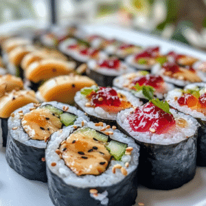 Sushi Dulce de Frutas y Crema de Cacahuete Sushi Dulce de Frutas y Crema de Cacahuete