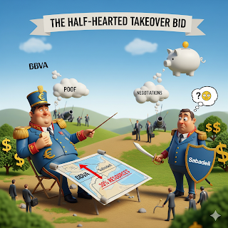 Batalla financiera a medio gas, el BBVA planea dominar Sabadell con solo el 30%